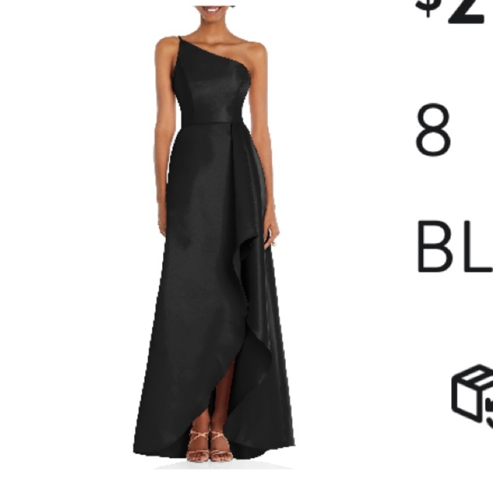 Alfred Dunner Black One-Shoulder Gown
